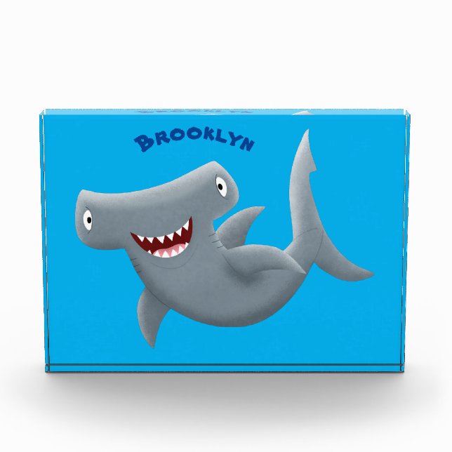 Funny cute Hammerhead shark cartoon  Photo Block (Front)
