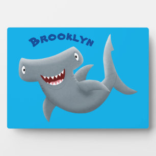 Funny cute Hammerhead shark cartoon Plaque