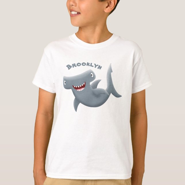 Funny cute Hammerhead shark cartoon  T-Shirt (Front)