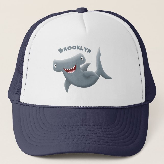 Funny cute Hammerhead shark cartoon  Trucker Hat (Front)