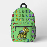 Funny cute hand drawn dinosaur and alphabets green