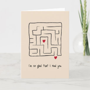 Funny Cute hand drawn Maze Valentine's day Card
