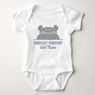 Funny Cute Hangry Hippo Hungry Baby Bodysuit