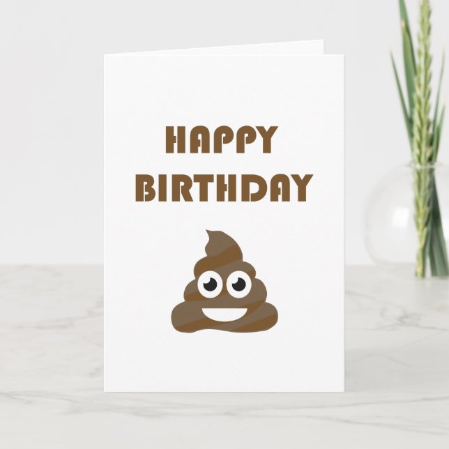Funny Cute Happy Birthday Party Poop Emoji Card (Front)