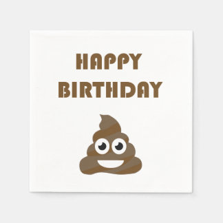 Funny Cute Happy Birthday Party Poop Emoji Napkin