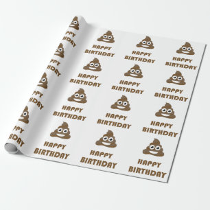 Funny Cute Happy Birthday Party Poop Emoji Wrapping Paper