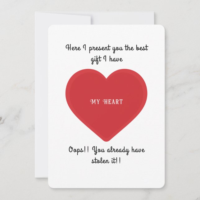 Funny Cute Heart I Love you Valentines Day Card (Front)