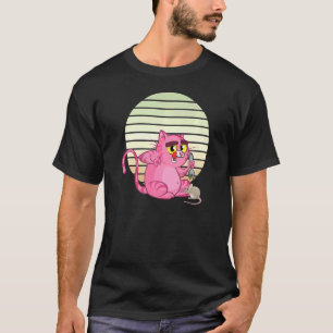 Funny Cute Hungry Cat Kitten Ready to Eat Mouse Su T-Shirt