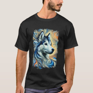 Funny Cute Husky Colourful Artwork T-Shirt