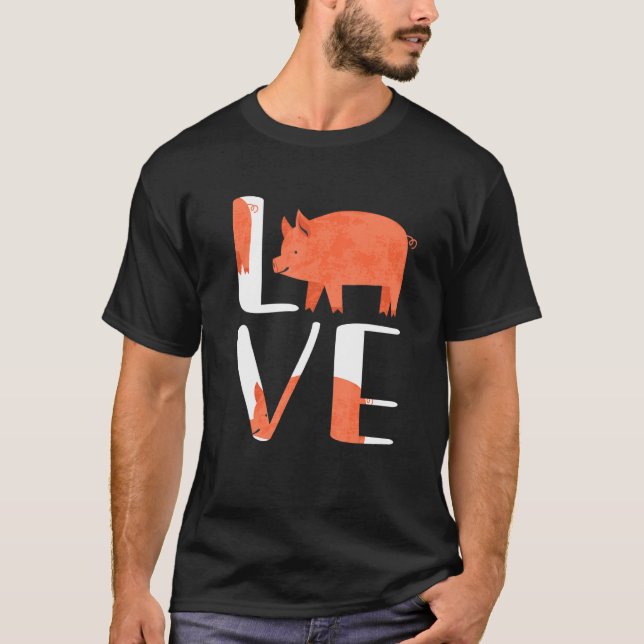 Funny Cute I Love Pig  Farm Animal Pig  Gif T-Shirt (Front)
