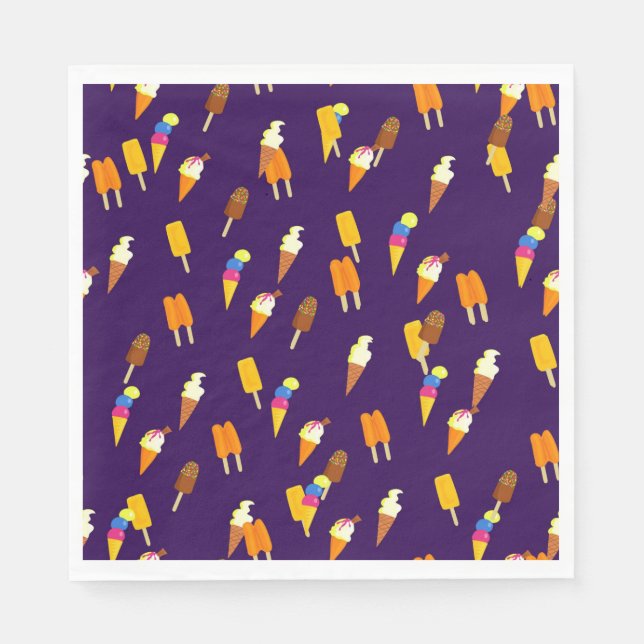 Funny Cute Ice Cream Cone Pattern Summer Food Napkin (Front)