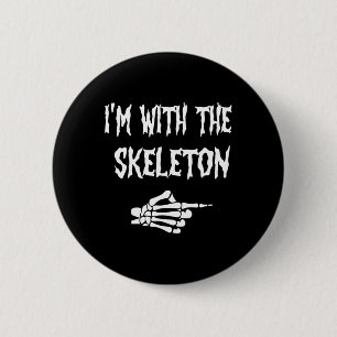 Funny Cute I'm With Skeleton Halloween Couples Mat 6 Cm Round Badge