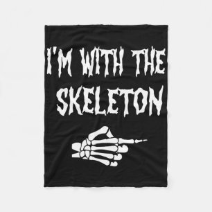 Funny Cute I'm With Skeleton Halloween Couples Mat Fleece Blanket