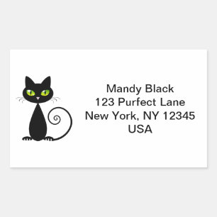 Funny Cute I've Moved Black Cat Announcement Rectangular Sticker
