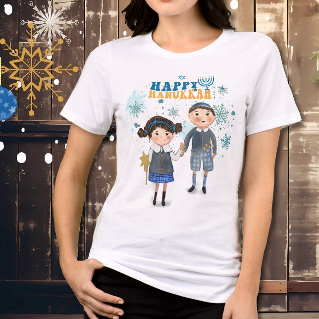 Funny Cute Jewish Couple Happy Hanukkah  Tri-Blend Shirt (Funny Cute Jewish Couple Happy Hanukkah Tri-Blend Shirt)