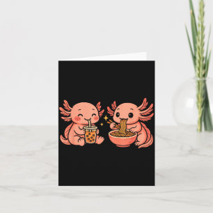 Funny Cute Kawaii Axolotl Eating Ramen Noodles  Card