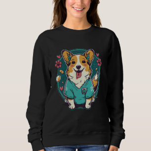 Funny Cute Kawaii Nurse Corgi Puppy Dog With Scrub Sweatshirt