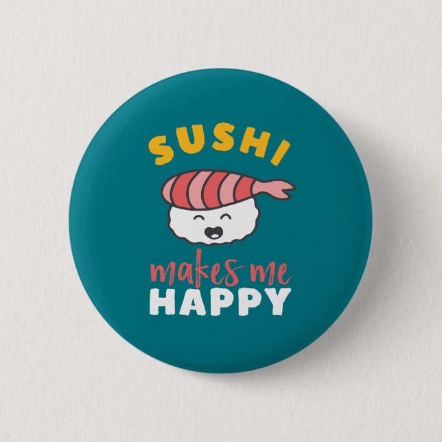 Funny Cute Kawaii Sushi Japanese Food Lover 6 Cm Round Badge (Front)