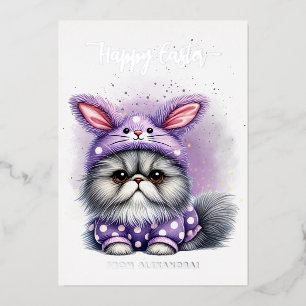 Funny Cute Kitty Bunny Costume Purple Happy Easter