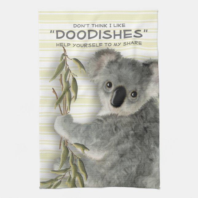 Funny Cute Koala Tea Towel (Vertical)