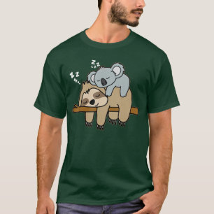 Funny Cute Lazy Sloth Baby Koala Mama Bear Nap gif T-Shirt