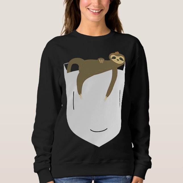 Funny Cute Lazy Sloth Pocket Sweatshirt (Front)