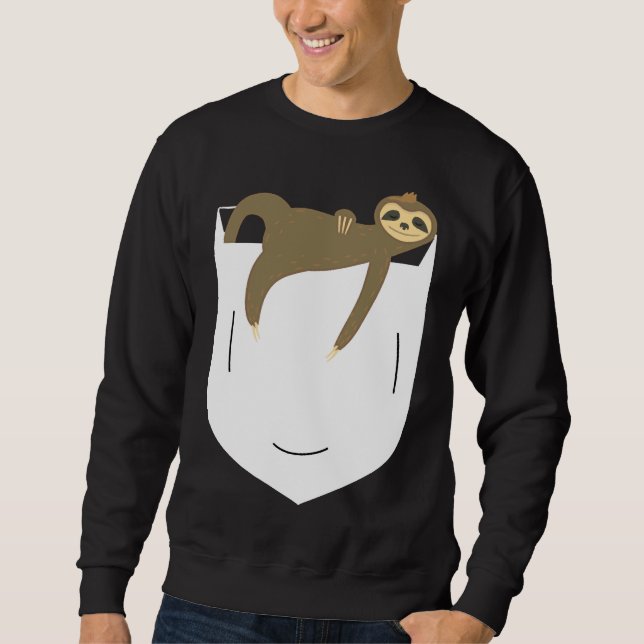 Funny Cute Lazy Sloth Pocket Sweatshirt (Front)