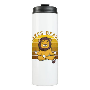 Funny cute lion doing yoga. funny yoga poses thermal tumbler