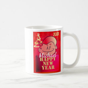 Funny Cute Little Cartoon Boy Happy New Year  Coffee Mug