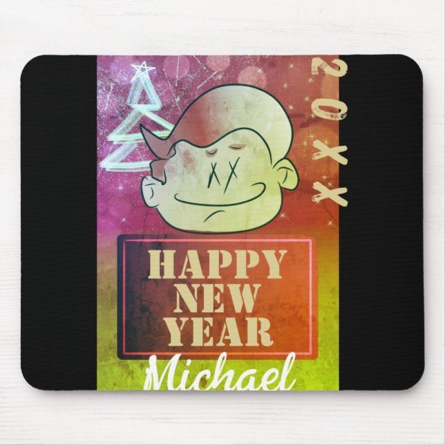 Funny Cute Little Cartoon Boy Happy New Year T Shi Mouse Pad (Front)
