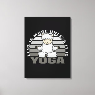 Funny cute llama doing yoga. funny yoga poses canvas print