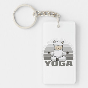 Funny cute llama doing yoga. funny yoga poses key ring