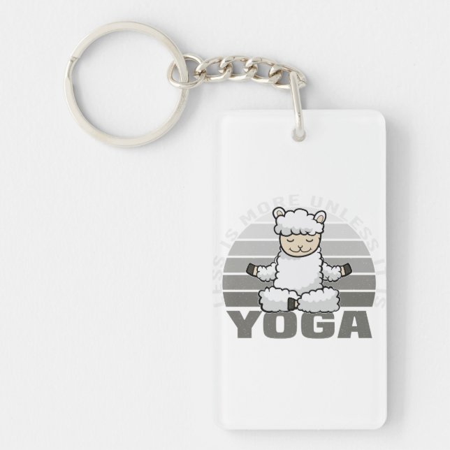 Funny cute llama doing yoga. funny yoga poses key ring (Front)