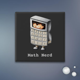 Funny Cute Math Nerd Calculator 15 Cm Square Badge