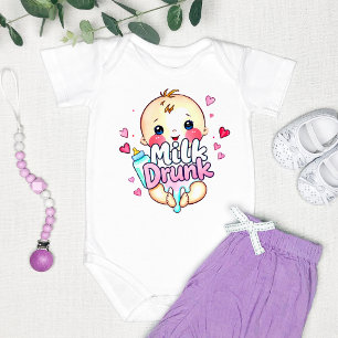Funny cute "Milk Drunk"  Baby Bodysuit