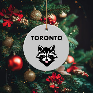 Funny Cute Mocking Toronto Raccoon Light-Color Ceramic Tree Decoration
