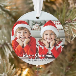 Funny, Cute, Modern Family Photo Christmas Ornament