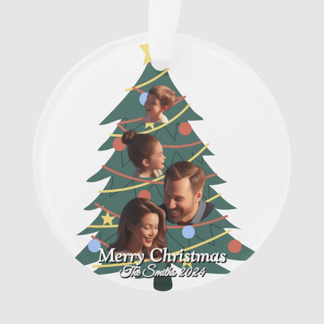 Funny, Cute, Modern Family Photo Christmas Ornament (Front)