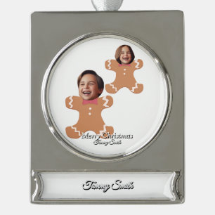 Funny, Cute, Modern Family Photo Christmas Silver Plated Banner Ornament