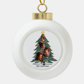 Funny, Cute, Modern Family Photo ChristmasOrnament Ceramic Ball Christmas Ornament