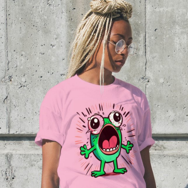 Funny Cute Modern Screaming Frog Gift Womens Shirt (Creator Uploaded)