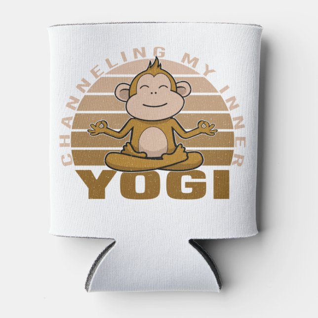 Funny cute monkey doing yoga. funny yoga poses can cooler (Front)
