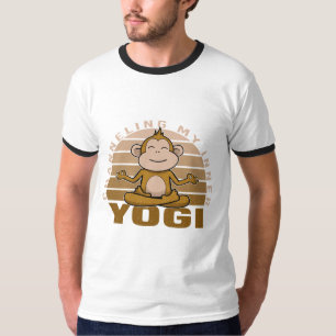 Funny cute monkey doing yoga. funny yoga poses T-Shirt