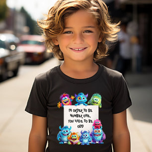 Funny Cute Monsters Colourful Kids Text  T-Shirt