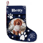 Funny cute navy blue plaid dog pet photo Christmas