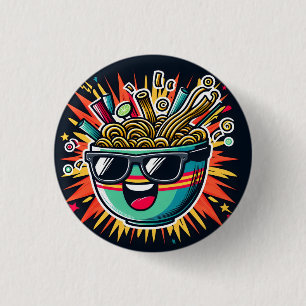 Funny Cute Noodle Cartoon Ramen Bowl 3 Cm Round Badge