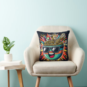 Funny Cute Noodle Cartoon Ramen Bowl Cushion