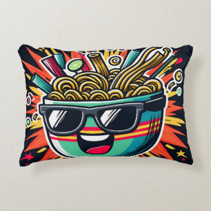 Funny Cute Noodle Cartoon Ramen Bowl Decorative Cushion