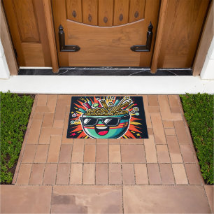 Funny Cute Noodle Cartoon Ramen Bowl Doormat