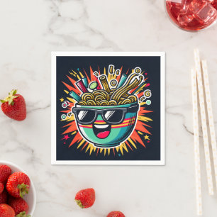 Funny Cute Noodle Cartoon Ramen Bowl Napkin